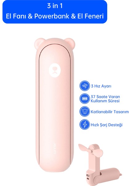 Handheld Fan Life8 Plus Katlanabilir El Fanı 4500MAH