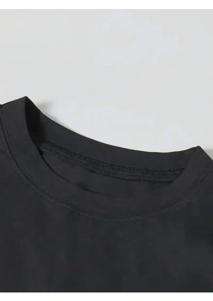 Ördek Baskılı ve Yuvarlak Yakalı Kadın Günlük Büyük Boy Siyah Tişört. - Siyah modelleri