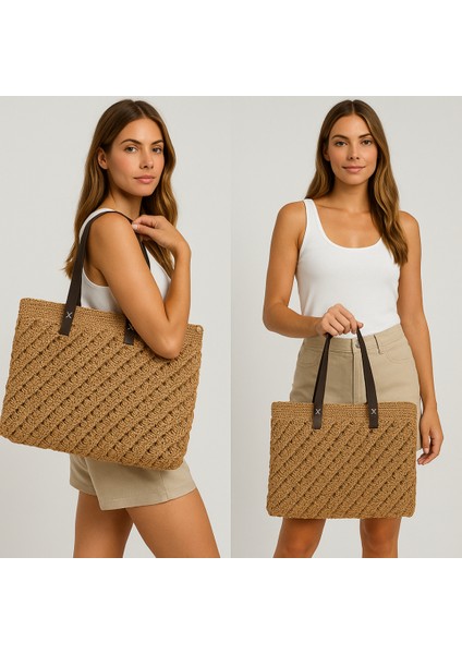 Büyük Boy Hasır Örgü Plaj Çantası fiyatları