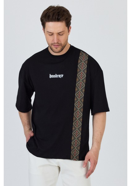 Erkek Ön Geniş Garnili T-Shirt Oversize