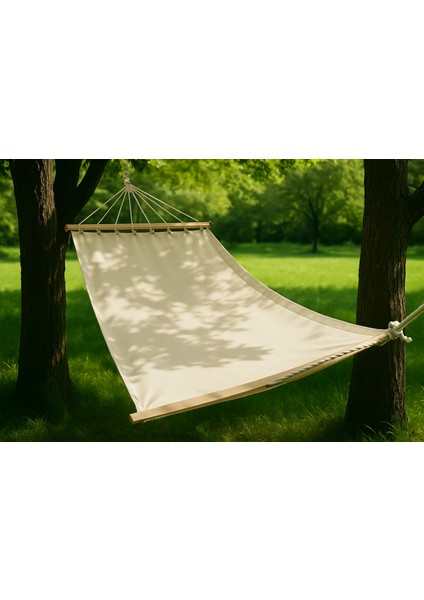 Çift Kişilik Kumaş Hamak Salıncak Pamuklu Branda Kumaşı Bağlama Ipli 300 kg 120 cm x 190 cm