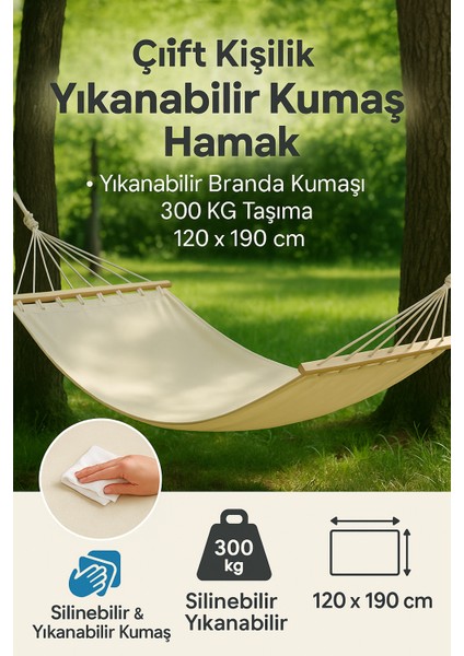 Çift Kişilik Kumaş Hamak Salıncak Pamuklu Branda Kumaşı Bağlama Ipli 300 kg 120 cm x 190 cm fiyatları
