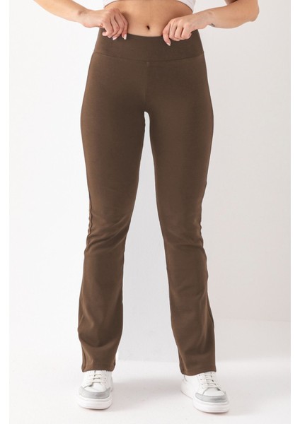 Kadın Kahverengi Marka Muadil Penye Örme Esnek Likralı Ispanyol Paça Tayt fiyatları