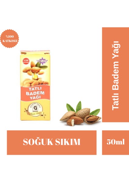 %100 Katkısız Soğuk Sıkım Tatlı Badem Yağı 50 ml