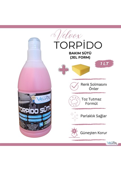 Torpido Bakım Sütü 1 Lt (JEL FORMU) Sünger Hediye, Torpido Temizleyici, Torpido Bakım