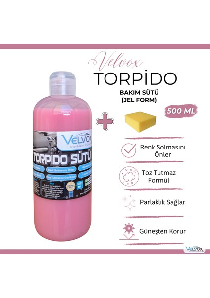 Torpido Bakım Sütü 500 ml (JEL FORMU) Sünger Hediye, Torpido Temizleyici, Torpido Bakım