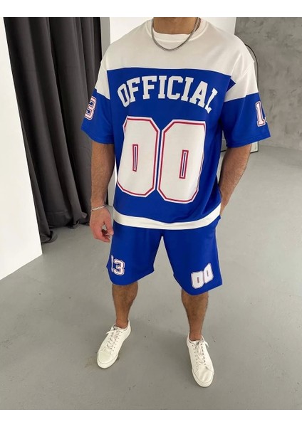 Dijital 00 Baskılı Şortlu Takım - Mavi fiyatları