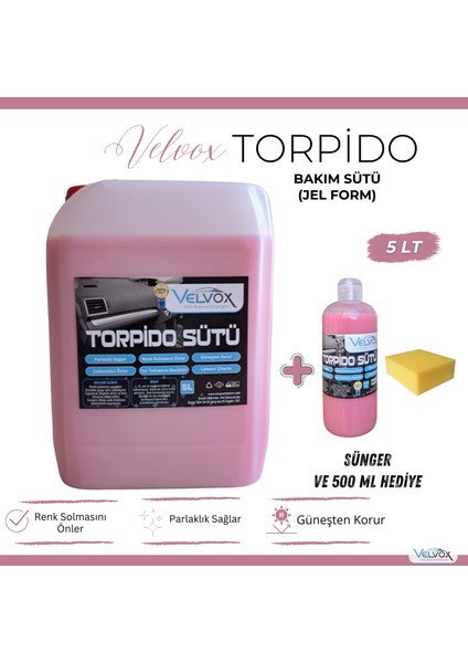 Torpido Bakım Sütü 5 Lt (Jel Formu) + 500 Ml Ve Sünger , Torpido Temizleyici, Torpido Bakım