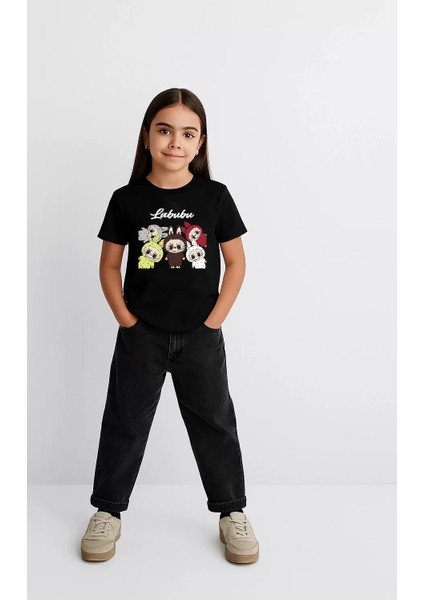 Kız Labubu Çocuk Baskılı T-Shirt - Siyah fiyatları