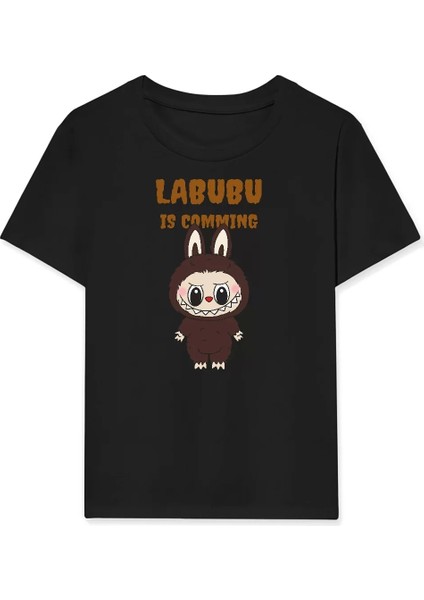 Kız Labubu Çocuk Baskılı T-Shirt - Siyah