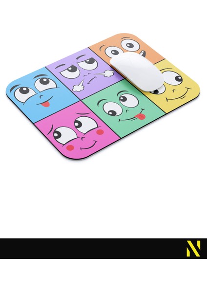 Ifadeler Emojiler Duygular Ruh Hali Temalı Renkli Ergonomik Mouse Pad - 23 cm x 19 cm - Kaydırmaz Taban Ev ve Ofis Kullanımı Için Ideal Fare Altlığı Mousepad modelleri