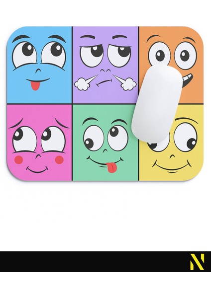 Ifadeler Emojiler Duygular Ruh Hali Temalı Renkli Ergonomik Mouse Pad - 23 cm x 19 cm - Kaydırmaz Taban Ev ve Ofis Kullanımı Için Ideal Fare Altlığı Mousepad fırsatları