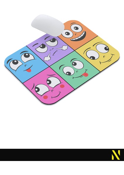 Ifadeler Emojiler Duygular Ruh Hali Temalı Renkli Ergonomik Mouse Pad - 23 cm x 19 cm - Kaydırmaz Taban Ev ve Ofis Kullanımı Için Ideal Fare Altlığı Mousepad indirimleri