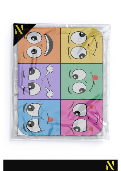 Ifadeler Emojiler Duygular Ruh Hali Temalı Renkli Ergonomik Mouse Pad - 23 cm x 19 cm - Kaydırmaz Taban Ev ve Ofis Kullanımı Için Ideal Fare Altlığı Mousepad