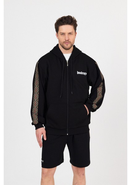 Erkek Etnik Garnili Kapüşonlu Sweatshirt
