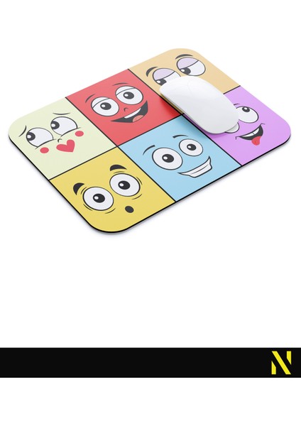 Ifadeler Emojiler Duygular Ruh Hali Temalı Renkli Ergonomik Mouse Pad - 23 cm x 19 cm - Kaydırmaz Taban Ev ve Ofis Kullanımı Için Ideal Fare Altlığı Mousepad modelleri