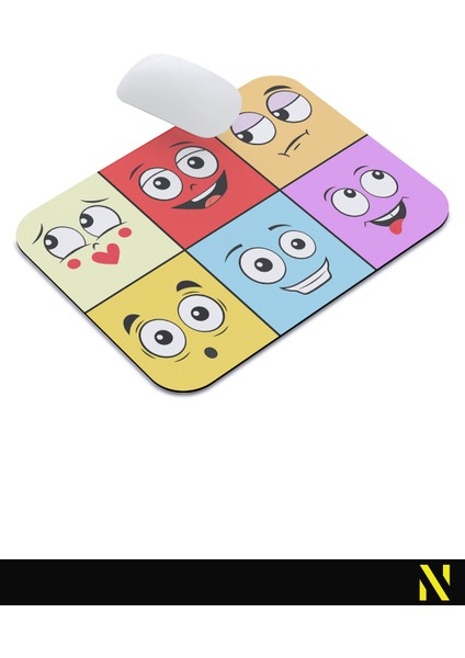 Ifadeler Emojiler Duygular Ruh Hali Temalı Renkli Ergonomik Mouse Pad - 23 cm x 19 cm - Kaydırmaz Taban Ev ve Ofis Kullanımı Için Ideal Fare Altlığı Mousepad indirimleri