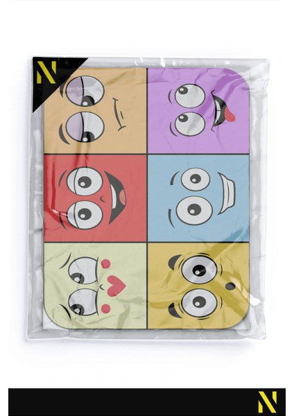 Ifadeler Emojiler Duygular Ruh Hali Temalı Renkli Ergonomik Mouse Pad - 23 cm x 19 cm - Kaydırmaz Taban Ev ve Ofis Kullanımı Için Ideal Fare Altlığı Mousepad