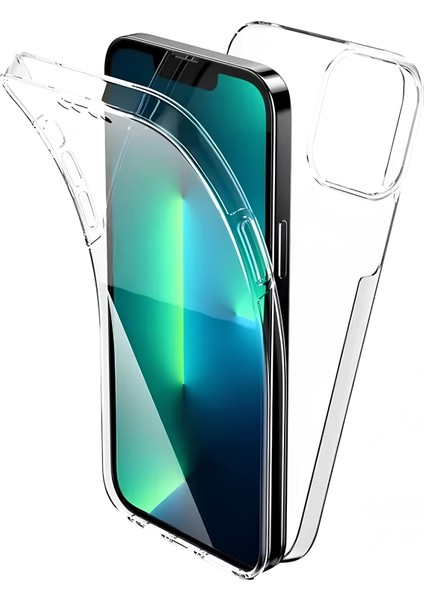 Apple iPhone 13 Pro Max 6.7'' Çift Taraflı Silikon Kılıf Şeffaf