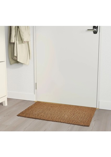 Kapı Önü Paspas Uzunluk 80 cm Kaymaz Taban Antre Paspası Kahverengi Genişlik 50 cm Hindistancevizi Lifi