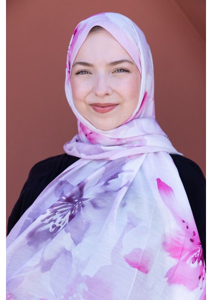 Romantik Pembe Çiçek Desenli Pamuklu Şal fiyatları