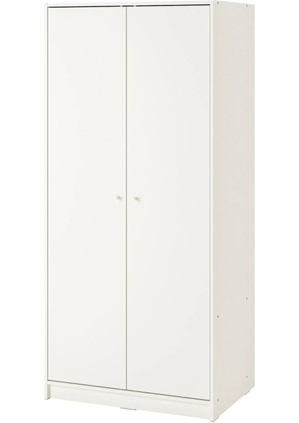 Kleppstad Gardırop Beyaz 79 x 176 cm Raflı 2 Kapaklı Askılı Dolap