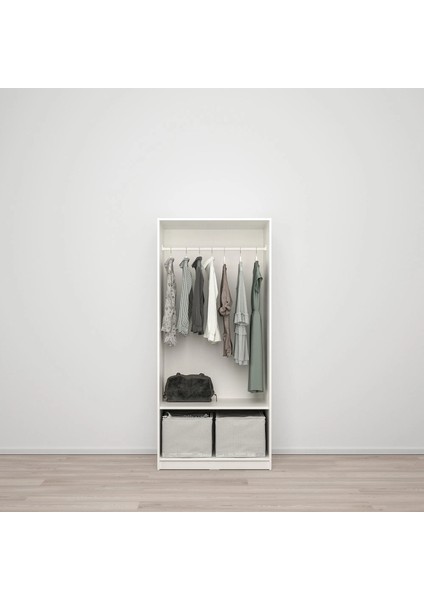Kleppstad Gardırop Beyaz 79 x 176 cm Raflı 2 Kapaklı Askılı Dolap modelleri