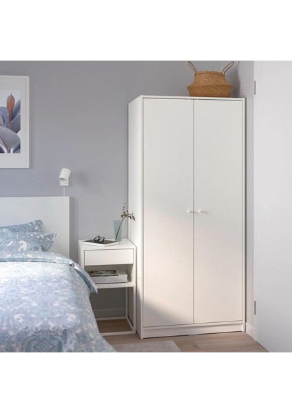 Kleppstad Gardırop Beyaz 79 x 176 cm Raflı 2 Kapaklı Askılı Dolap indirimleri