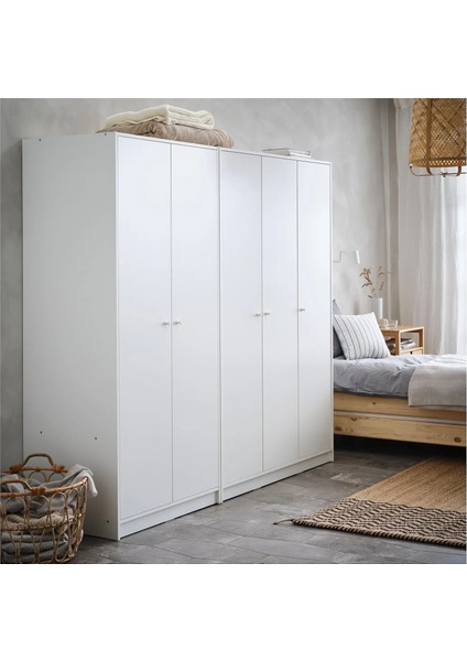Kleppstad Gardırop Beyaz 79 x 176 cm Raflı 2 Kapaklı Askılı Dolap