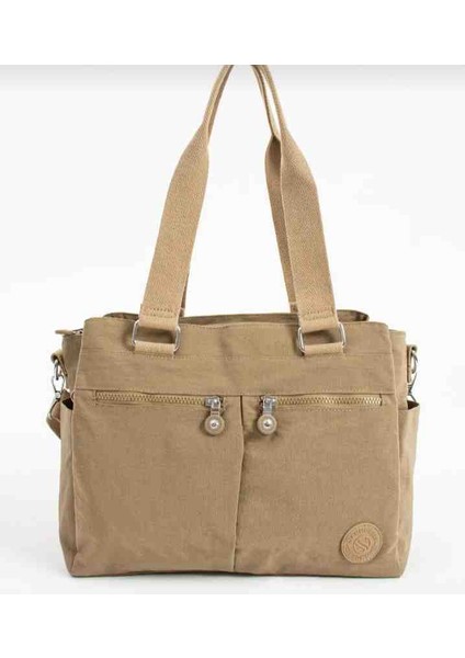 Eflanmoda Sanmorris Çok Bölmeli Krinkır Kumaştan Kadın El ve Omuz Çantası