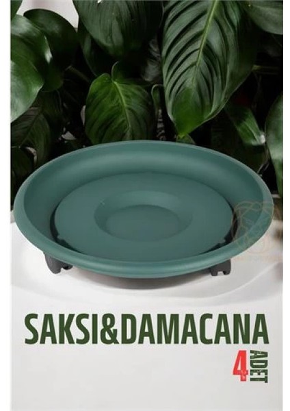 Tekerlekli Saksı Altığı 4 Adet 37 cm Yeşil fiyatları