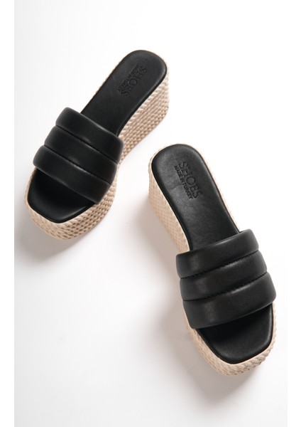 Adara Yüksek/kalın Ortopedik Taban Dolgu Topuklu Kadın Günlük Terlik Kt Siyah fiyatları