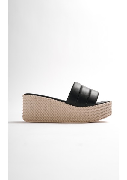 Adara Yüksek/kalın Ortopedik Taban Dolgu Topuklu Kadın Günlük Terlik Kt Siyah fırsatları