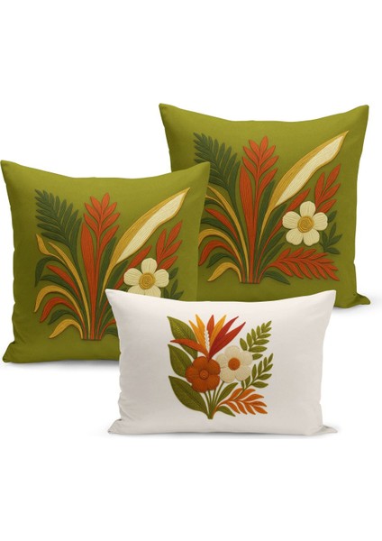 Çift Tarafı Dijital Baskılı 3'lü Kırlent Kılıfı Seti (Panç /punch Nakış Desen Görünümlü) fiyatları