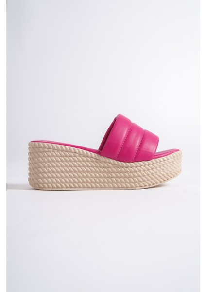 Adara Yüksek/kalın Ortopedik Taban Dolgu Topuklu Kadın Günlük Terlik Kt Fuşya modelleri