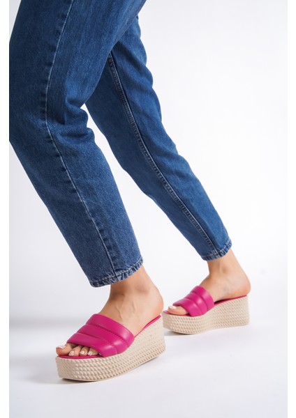 Adara Yüksek/kalın Ortopedik Taban Dolgu Topuklu Kadın Günlük Terlik Kt Fuşya indirimleri