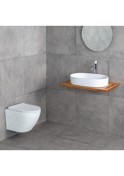 Tezgahüstü Lavabo (Mat Beyaz Mermer) E-W1202M8 modelleri