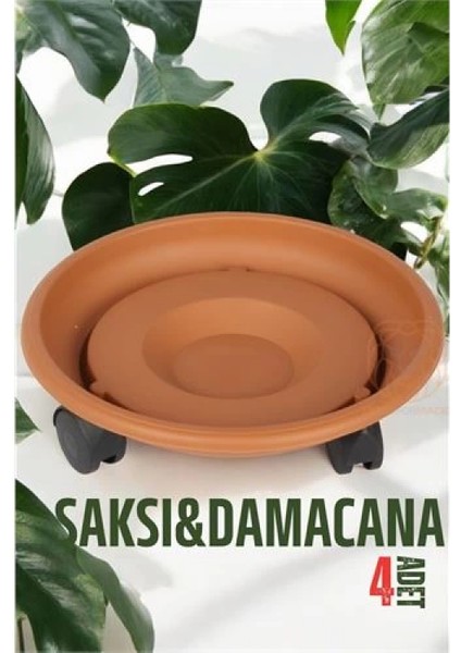 Tekerlekli Saksı Altığı 4 Adet 37 cm Kahve fiyatları