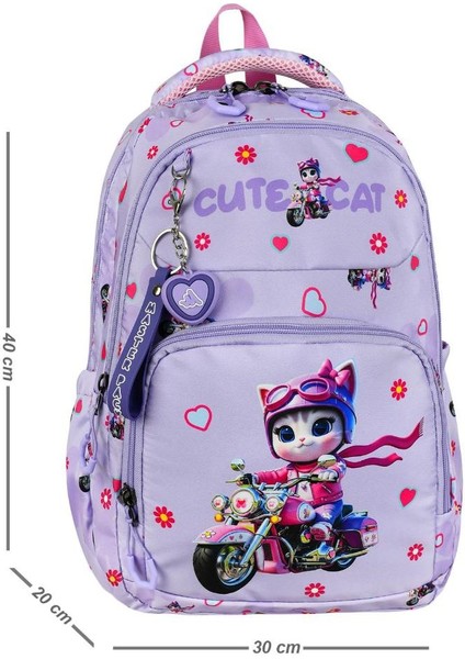 Ilkokul Kız Çocuk Çantası 3'lü Set Sevimli Kedi 40*30 cm Beslenme Çantası Kalem Kutusu Cute Cat fiyatları