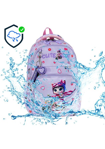 Ilkokul Kız Çocuk Çantası 3'lü Set Sevimli Kedi 40*30 cm Beslenme Çantası Kalem Kutusu Cute Cat modelleri