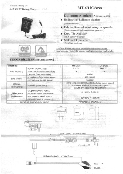 6V / 12V 1A Akü Şarj Adaptörü 5.5x2.5mm Jaklı + Maşa Kıskaçlı (6 Volt 12 Volt 1 Amper 1000MA) fırsatları
