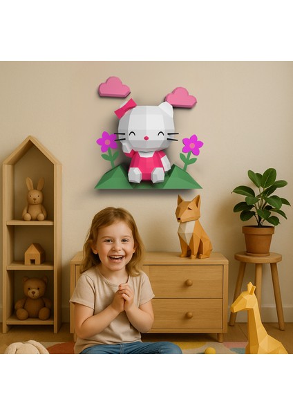 ® Hello Kitty 3D Kağıt Maket | Duvar Süsü – Okul Etkinliği – Kız Çocuk Odası Dekoru modelleri