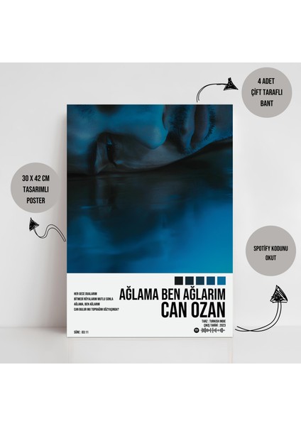 Can Ozan - Ağlama Ben Ağlarım Spotify Çerçeveli - Çerçevesiz Poster Tablo fiyatları