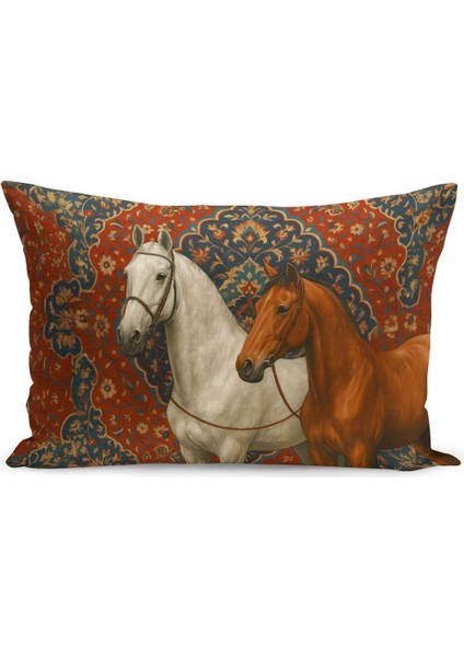Klasik At Serisi Çift Tarafı Dijital Baskılı 3'lü Kırlent Kılıfı Seti (Horse) fırsatları