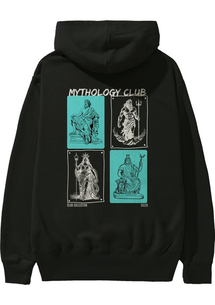Mythology Club Arka Baskılı Hoodie Oversize Kapüşonlu Sweatshirt Erkek Kadın fiyatları