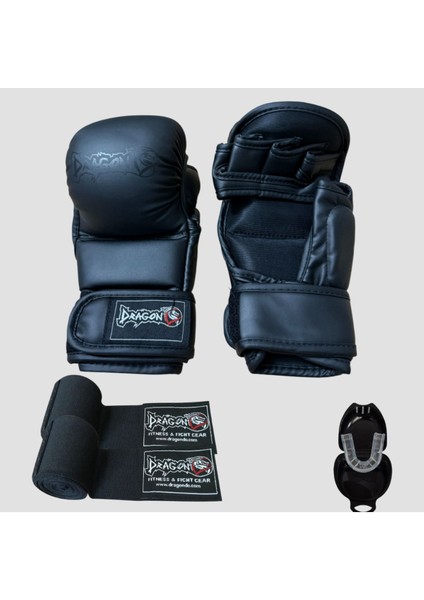 Kaplumbağa Mma Eldiveni + Bandaj + Dişlik – 3’lü Dövüş Sporu Seti Giftoom Gloves
