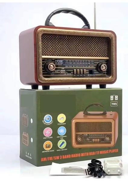 Nostaljik Radyo Ahşap Görünümlü Şarj Edilebilir Bluetooth Hoparlör Usb Hafıza Kartı Destekli fırsatları