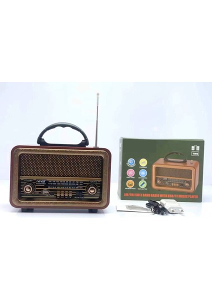 Nostaljik Radyo Ahşap Görünümlü Şarj Edilebilir Bluetooth Hoparlör Usb Hafıza Kartı Destekli indirimleri