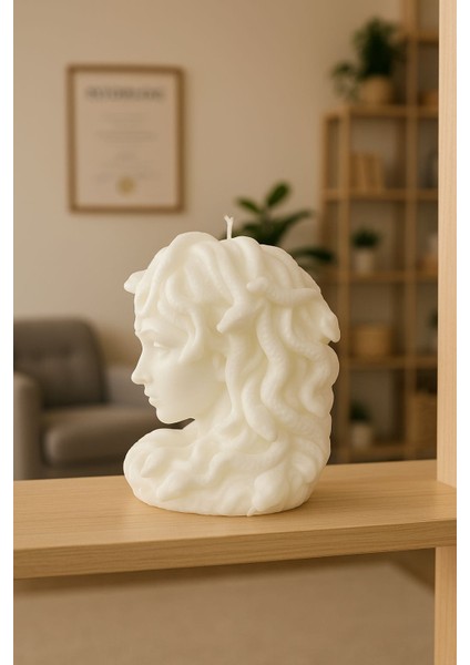 Medusa Figürlü Mum Yılanların Kraliçesi Dekoratif Kokulu Mum