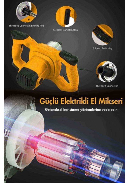 İyisi Yok Profesyonel 1800W Devir Ayarlı Elektrikli Alçı Boya ve Harç Karıştırıcı Mikser modelleri